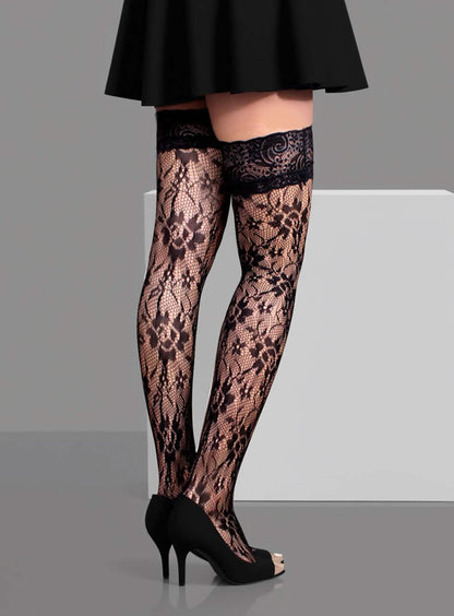 Sexy black lace embroidered camisole stockings erotic matching stockings