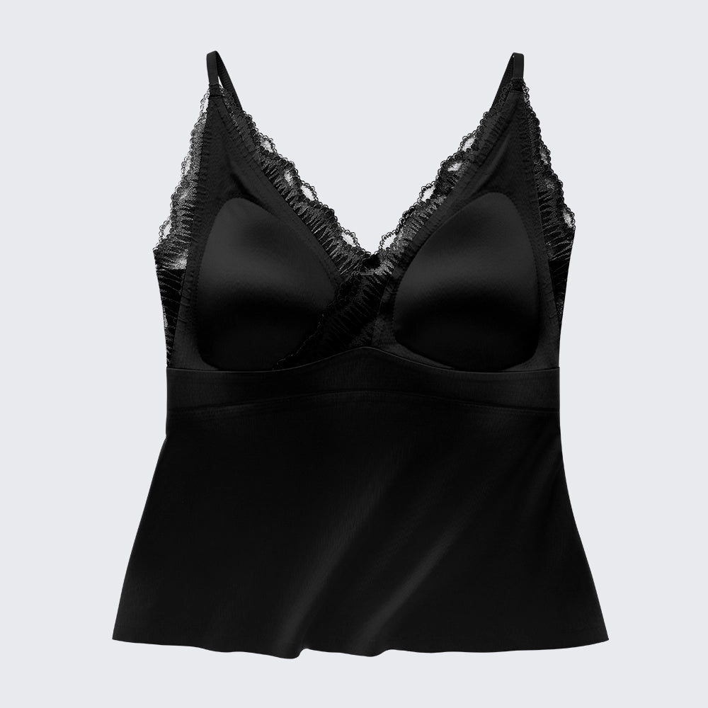 Luxury Mulberry Silk Backless Bra Lace V Neck Cami Padded
