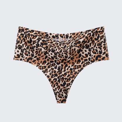 [3+ Items, 170 EGP Each] Women's Seamless Ice Silk Thong Underwear Leopard Print & Solid Color Panties
