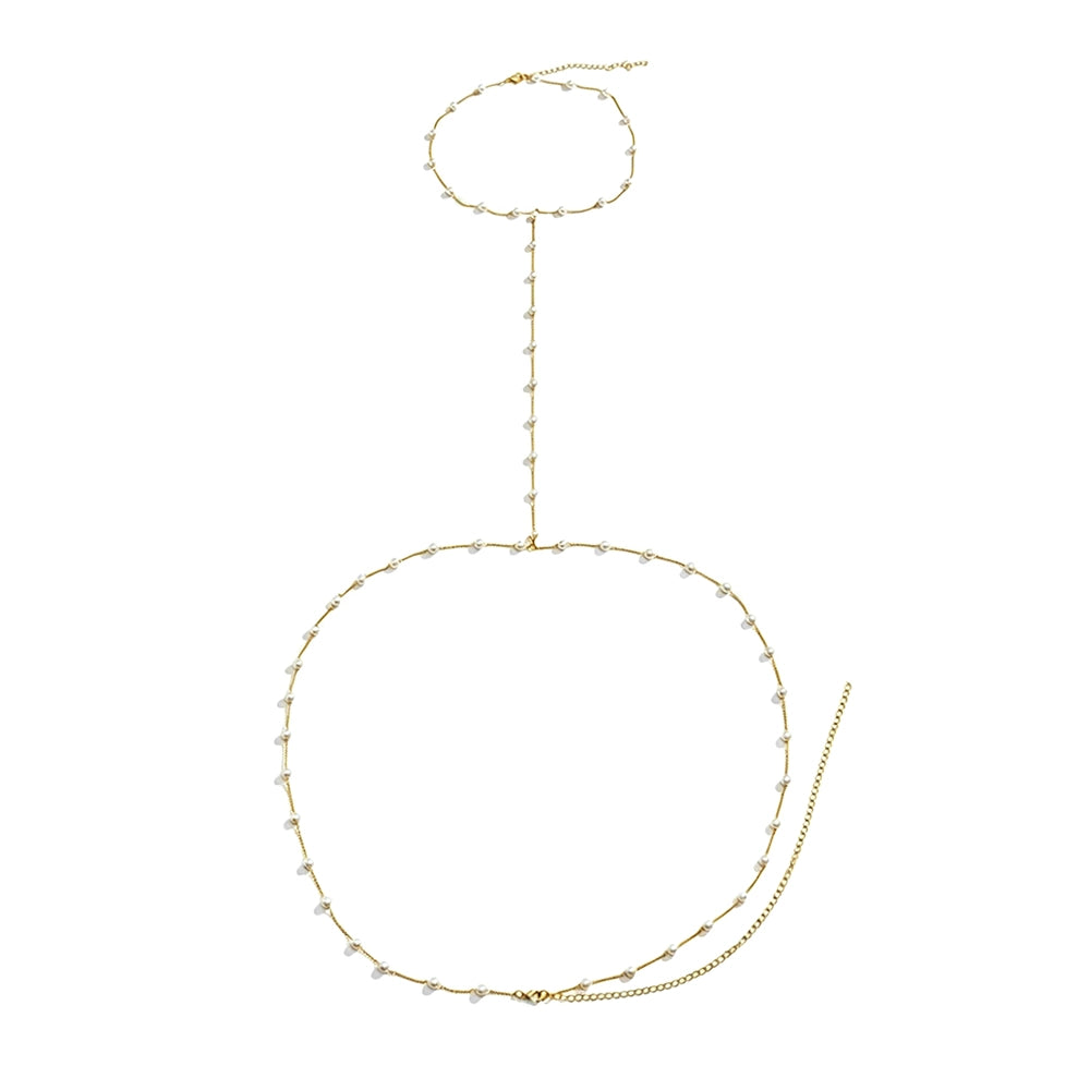 [2+ Items, 300 EGP Each] Faux Pearl Tassel Bust Chain Body Chain Waist Chain Women
