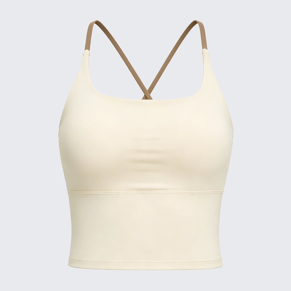 Padded Cross Strap Backless Yoga Cami High Elastic Naked Feel Workout