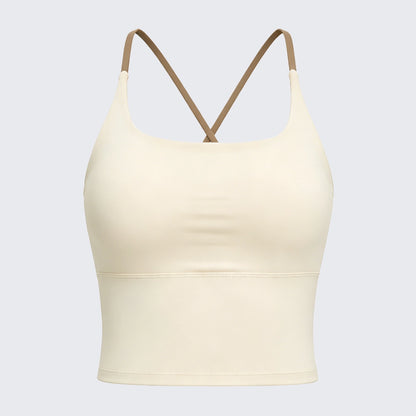 Padded Cross Strap Backless Yoga Cami High Elastic Naked Feel Workout