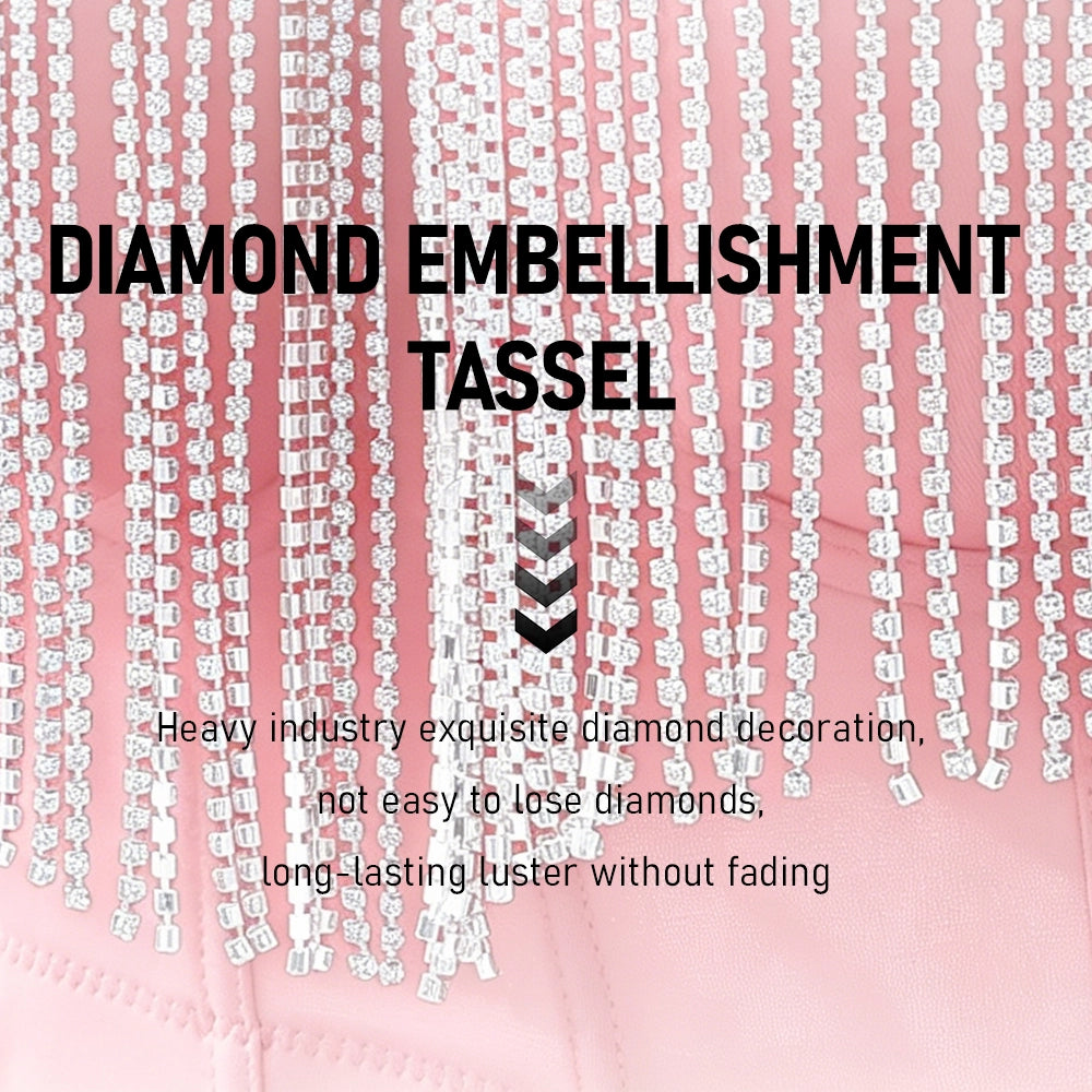 Rhinestone Tassel Chain Cami Corset Going Out Top