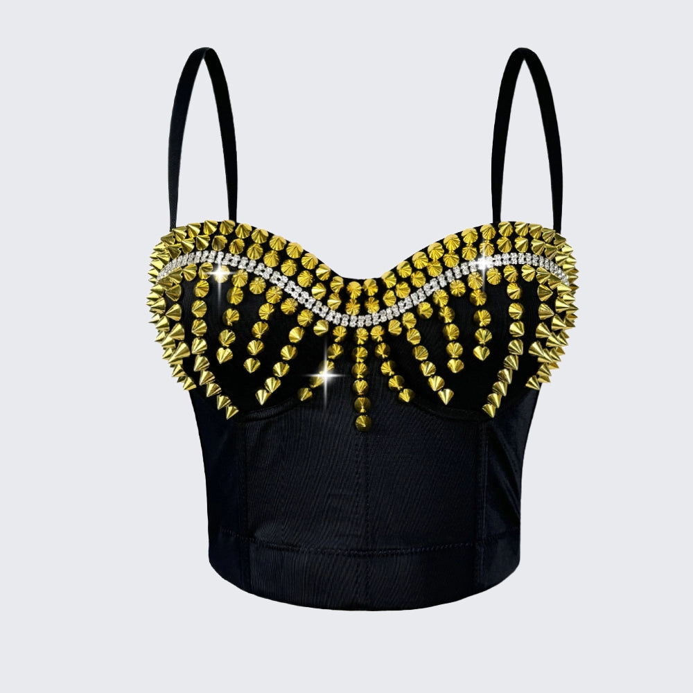 Studded Bustier Bra Top Punk Corset Crop Top