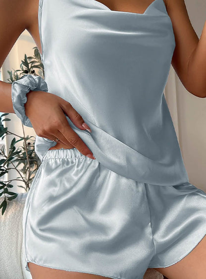 Sexy silk low-cut camisole and pants pajama set