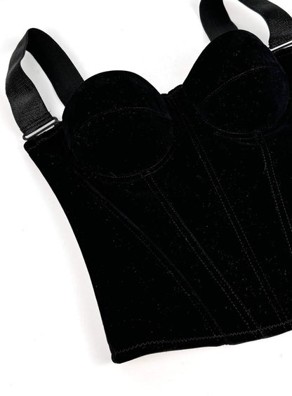 Embrace â€?Velvet Strap-Detail Corset