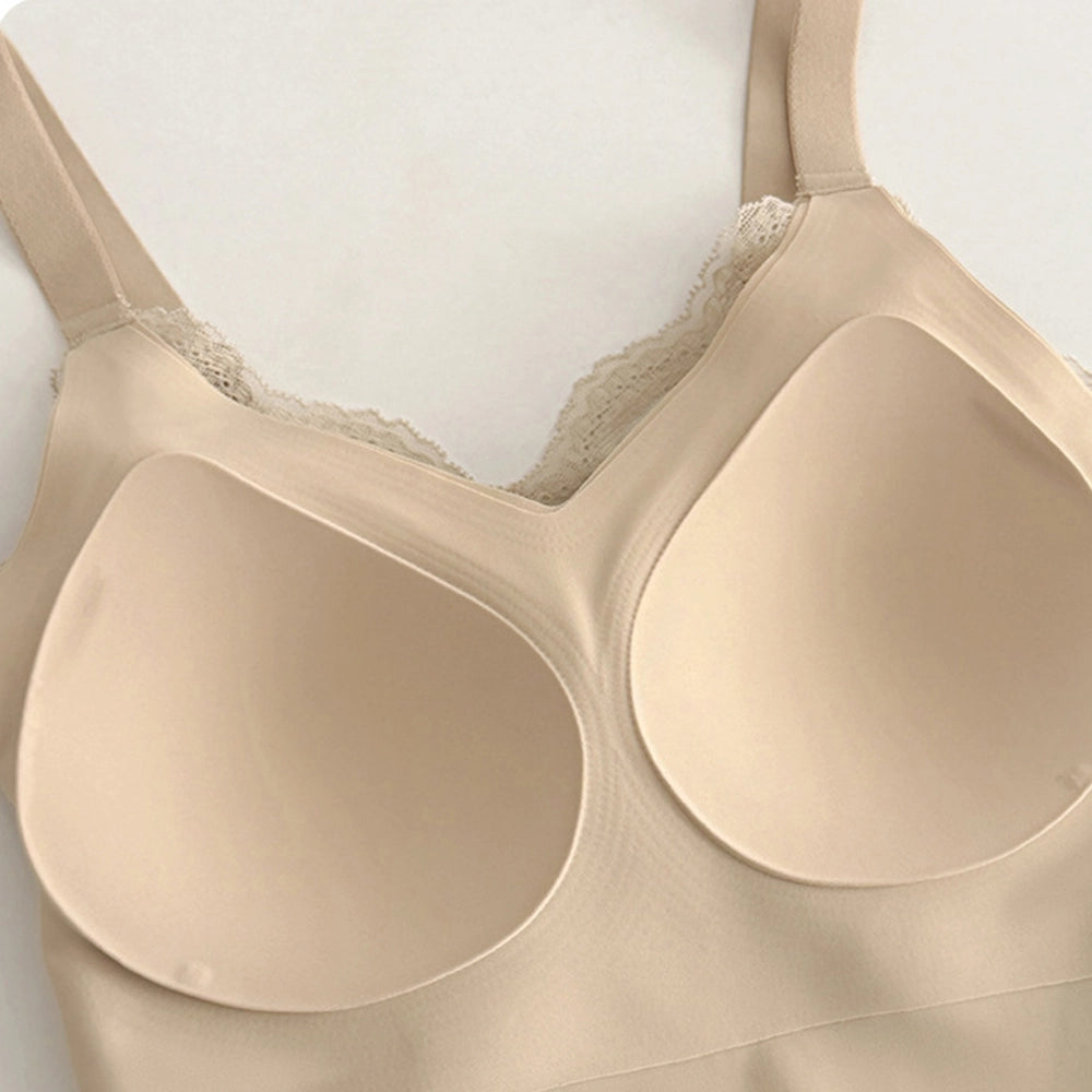 Seamless Spring Summer Plus Size Lace Camisole with Bra Pads