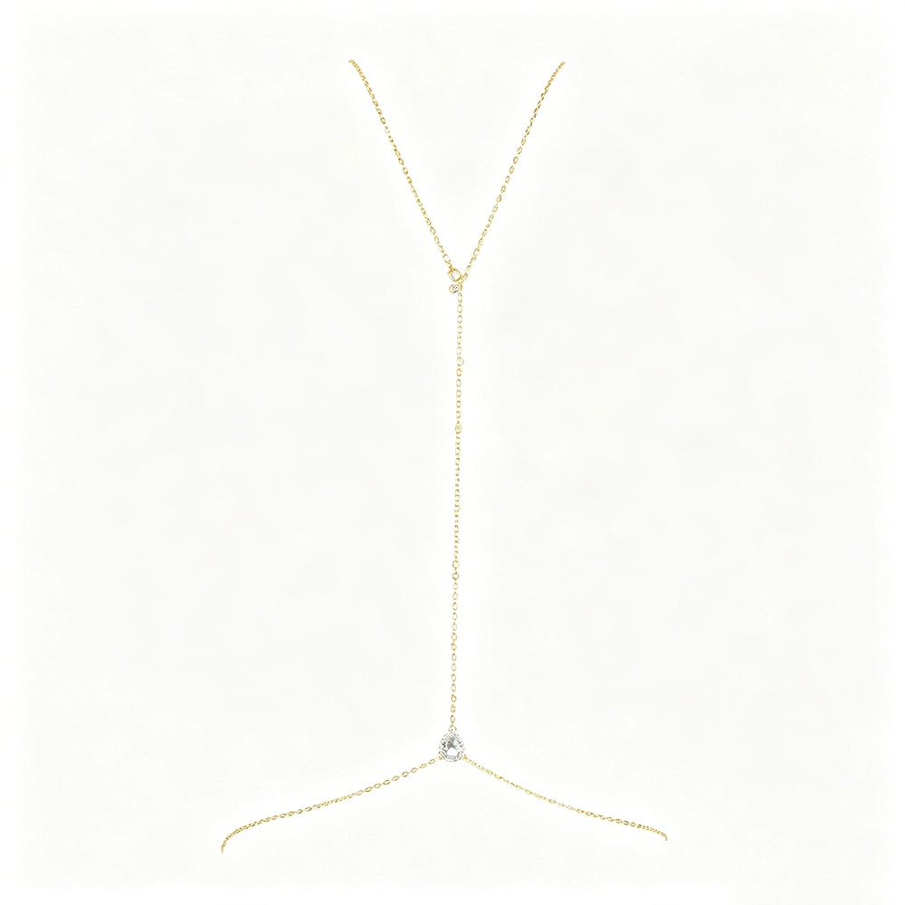 [2+ Items, 300 EGP Each] Bridal Back Body Chain with Rhinestone Tassel and Teardrop Waist Chain