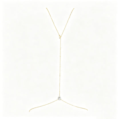 [2+ Items, 300 EGP Each] Bridal Back Body Chain with Rhinestone Tassel and Teardrop Waist Chain