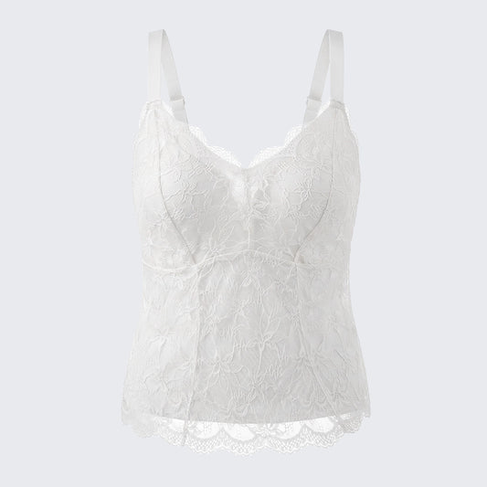 Seamless Lace Camisole Built-in Bra Push Up Side Smoothing Plus Size Top