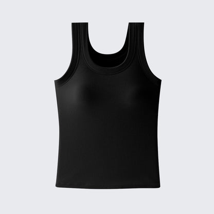 Women's Built In Bra Tank Top | Padded Crew Neck Slim Fit Camisole
