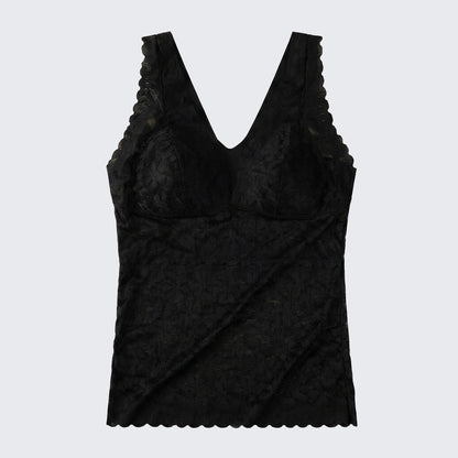Lace Wide Strap Cami Ice Silk V Shape Back Latex Cup Plus Size