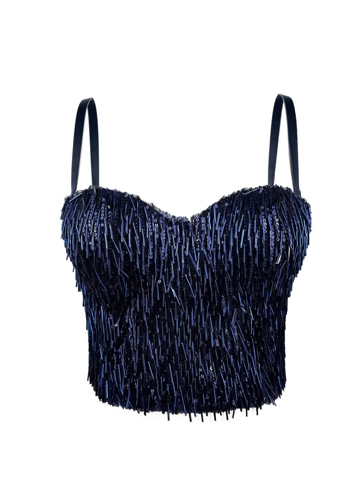 Glint – Sequin & Bead-Embellished Camisole Crop Top