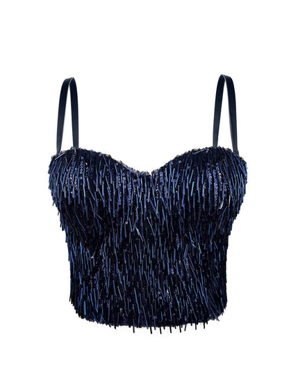 Glint – Sequin & Bead-Embellished Camisole Crop Top