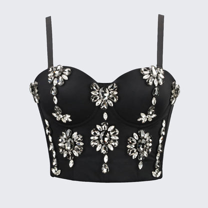 Women's Rhinestone Spaghetti Strap Shaping Corset with Boning