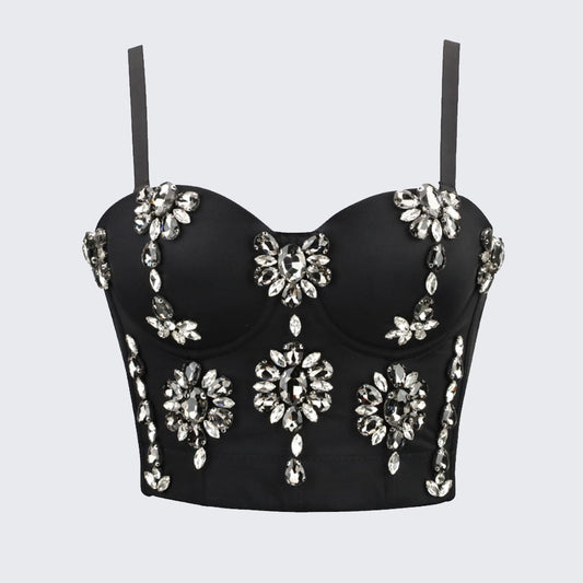 Women's Rhinestone Spaghetti Strap Shaping Corset with Boning