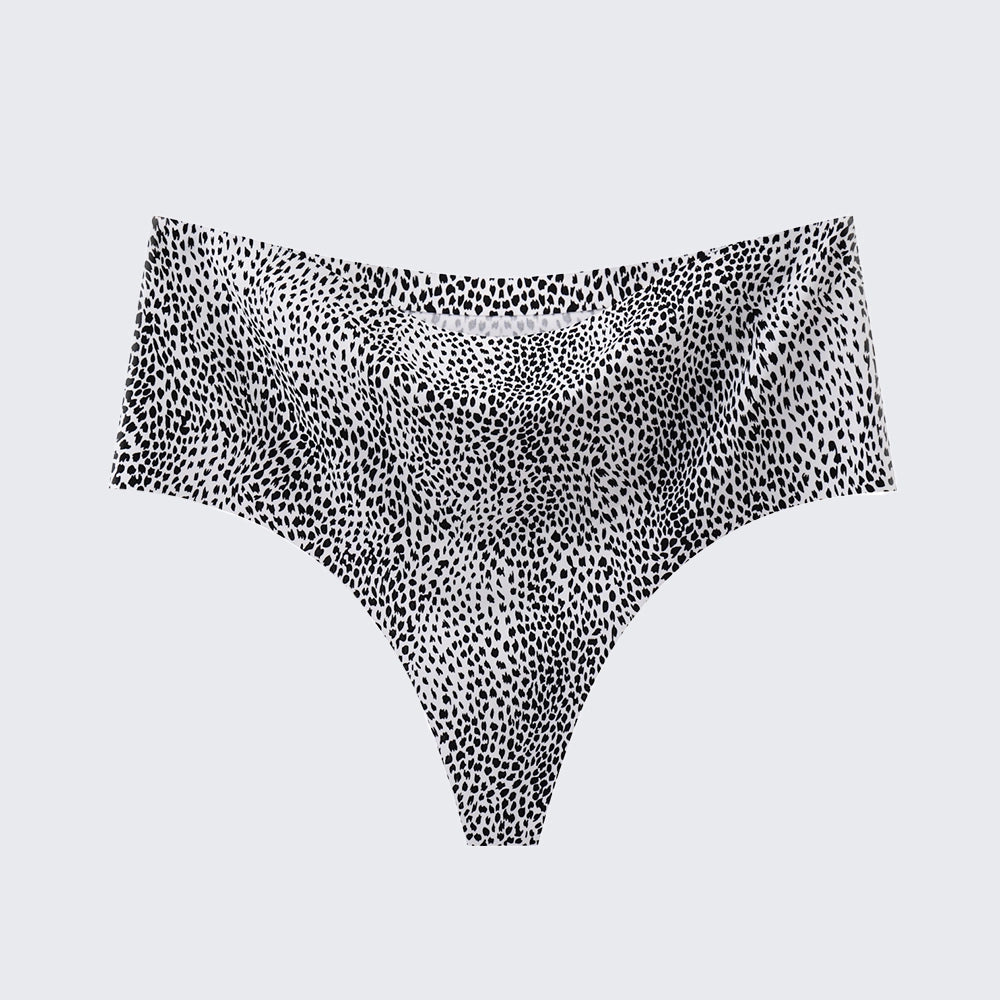 [3+ Items, 170 EGP Each] Women's Seamless Ice Silk Thong Underwear Leopard Print & Solid Color Panties