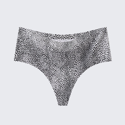 [3+ Items, 170 EGP Each] Women's Seamless Ice Silk Thong Underwear Leopard Print & Solid Color Panties