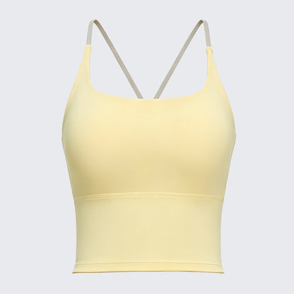 Padded Cross Strap Backless Yoga Cami High Elastic Naked Feel Workout