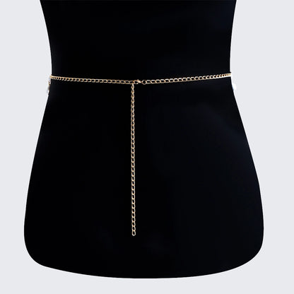 [2+ Items, 300 EGP Each] Women's Casual Faux Pearl Drop Waist Chain Simple Versatile Belt