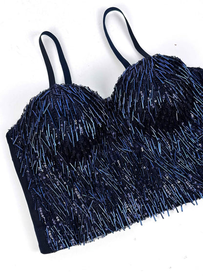Glint – Sequin & Bead-Embellished Camisole Crop Top