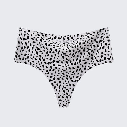 [3+ Items, 170 EGP Each] Women's Seamless Ice Silk Thong Underwear Leopard Print & Solid Color Panties