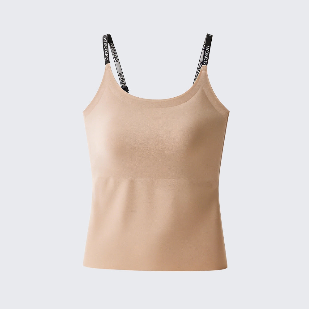 High Stretch Seamless Camisole Built-in Bra Plus Size Padded Top