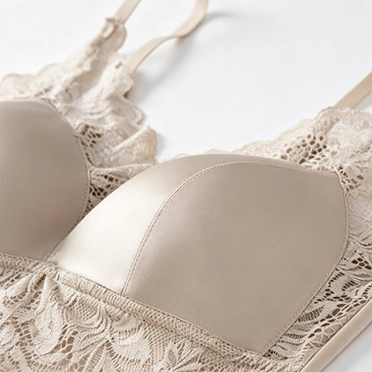 Seamless Satin Lace Camisole with Built-in Bra Plus Size Padded Top