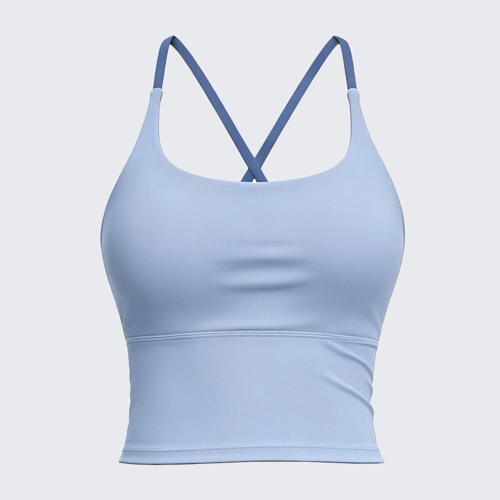 Padded Cross Strap Backless Yoga Cami High Elastic Naked Feel Workout