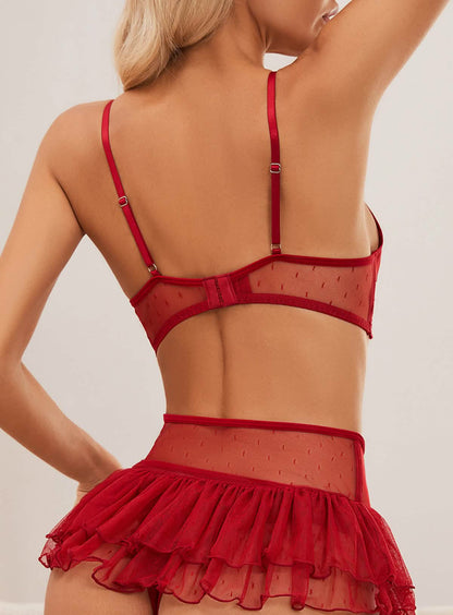 Sexy Lace Bikini Miniskirt Lingerie See-through Underwear