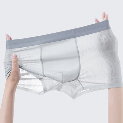 Men's Ice Silk Antibacterial Jacquard Breathable Quick-Dry Boxer Briefs Pack of 3