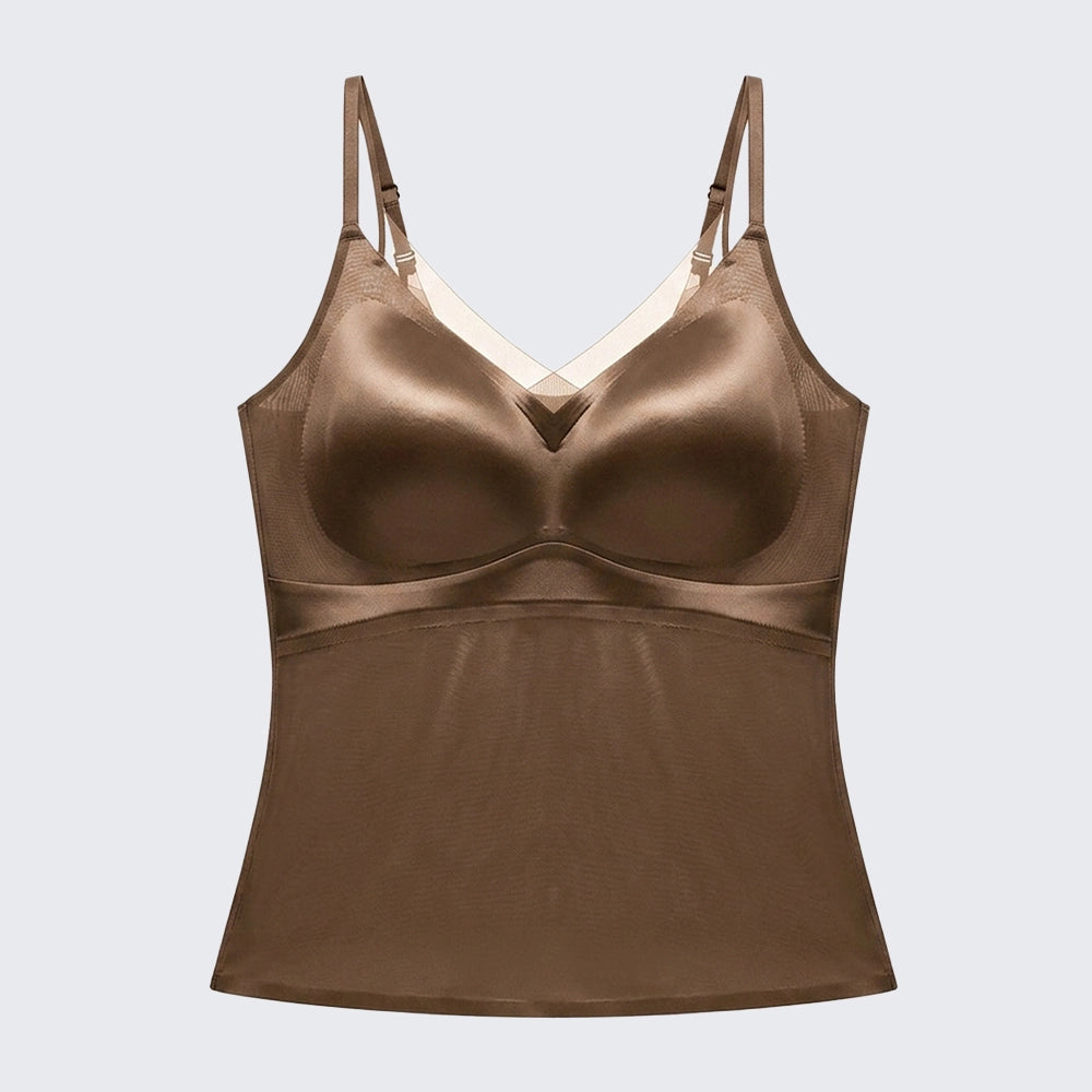 Plus Size 2-in-1 Mulberry Silk Satin Cami Antibacterial Backless