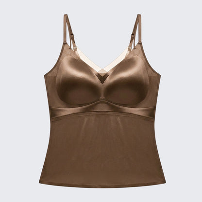 Plus Size 2-in-1 Mulberry Silk Satin Cami Antibacterial Backless