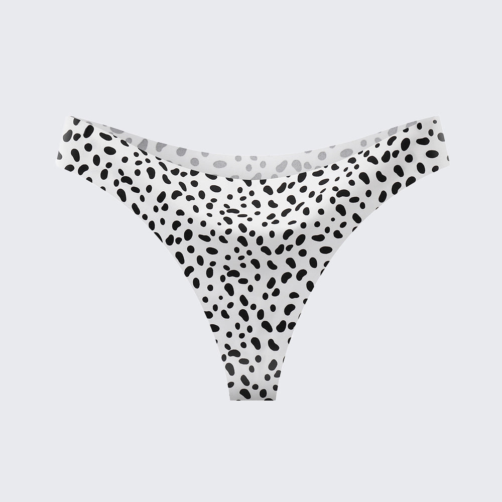 Seamless Ice Silk Low Rise Leopard Cotton Crotch Thong Panty