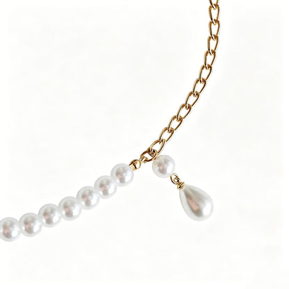 [2+ Items, 300 EGP Each] Women's Casual Faux Pearl Drop Waist Chain Simple Versatile Belt