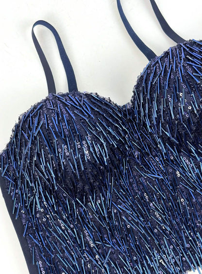Glint – Sequin & Bead-Embellished Camisole Crop Top