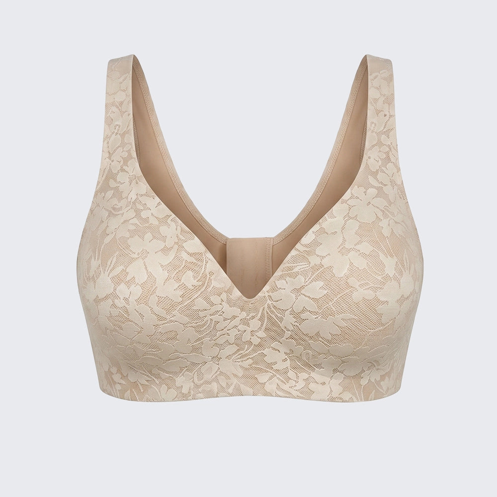Seamless Lace Wirefree Push Up Bra Soft Support Plus Size Bralette