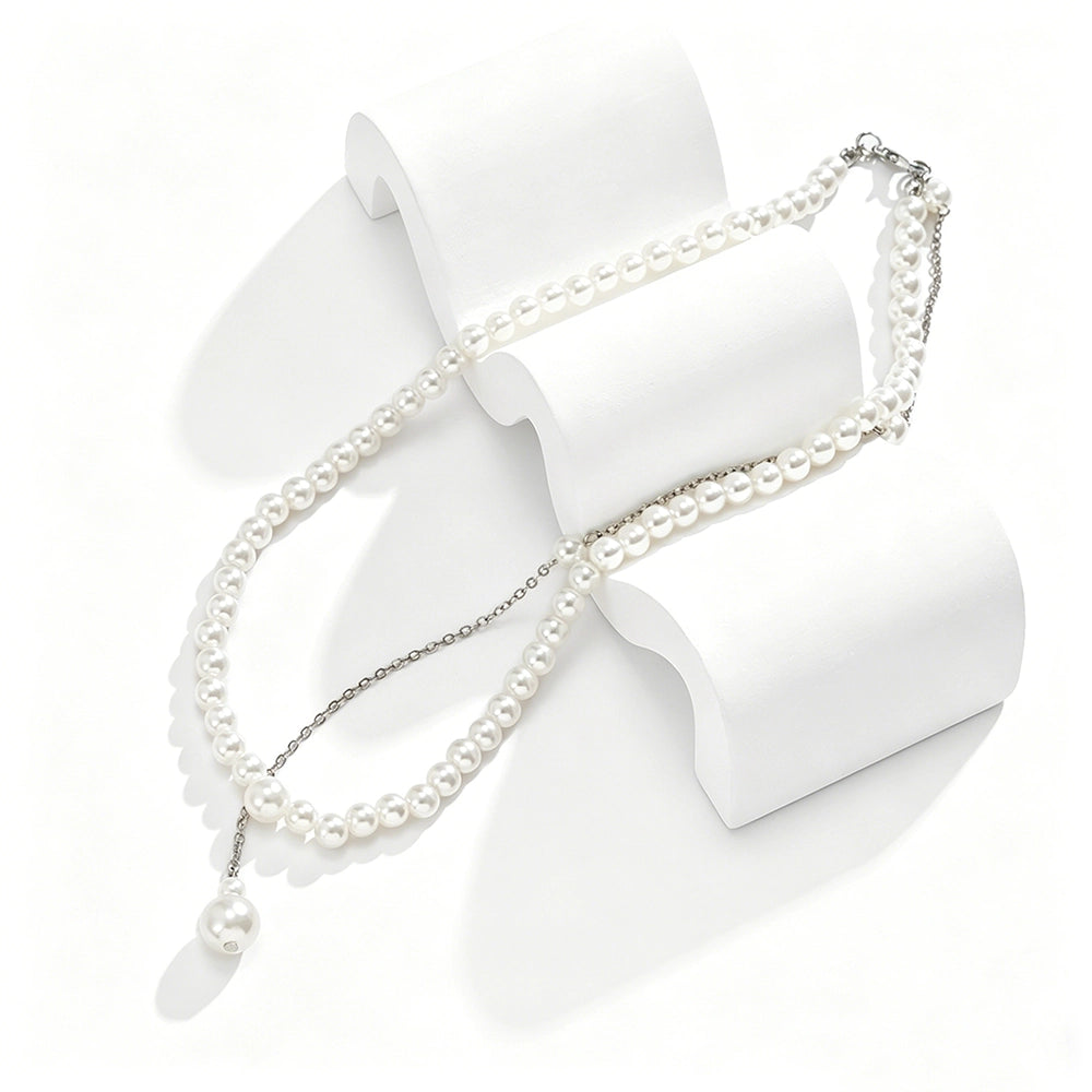 [2+ Items, 300 EGP Each] Bridal Versatile Faux Pearl Long Back Necklace