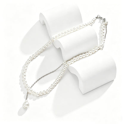 [2+ Items, 300 EGP Each] Bridal Versatile Faux Pearl Long Back Necklace