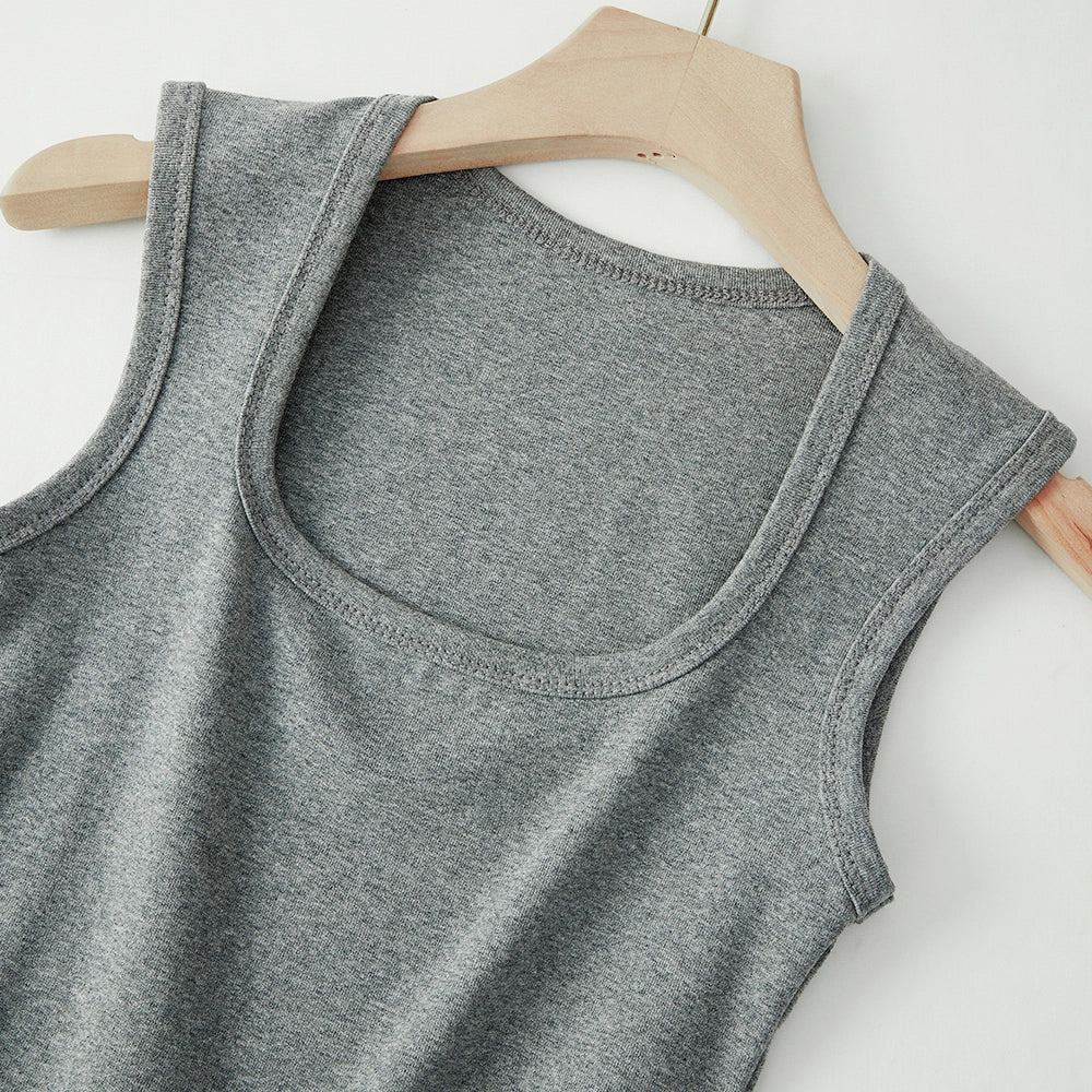 Stretch Cotton Tank Top Sleeveless Slim Fit Crop Top Casual Inner Wear
