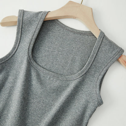 Stretch Cotton Tank Top Sleeveless Slim Fit Crop Top Casual Inner Wear