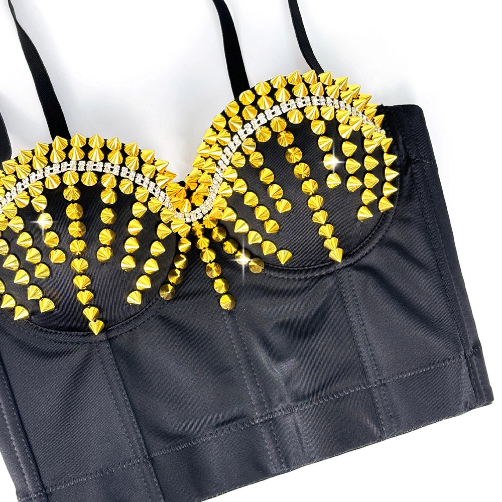 Studded Bustier Bra Top Punk Corset Crop Top