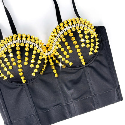 Studded Bustier Bra Top Punk Corset Crop Top