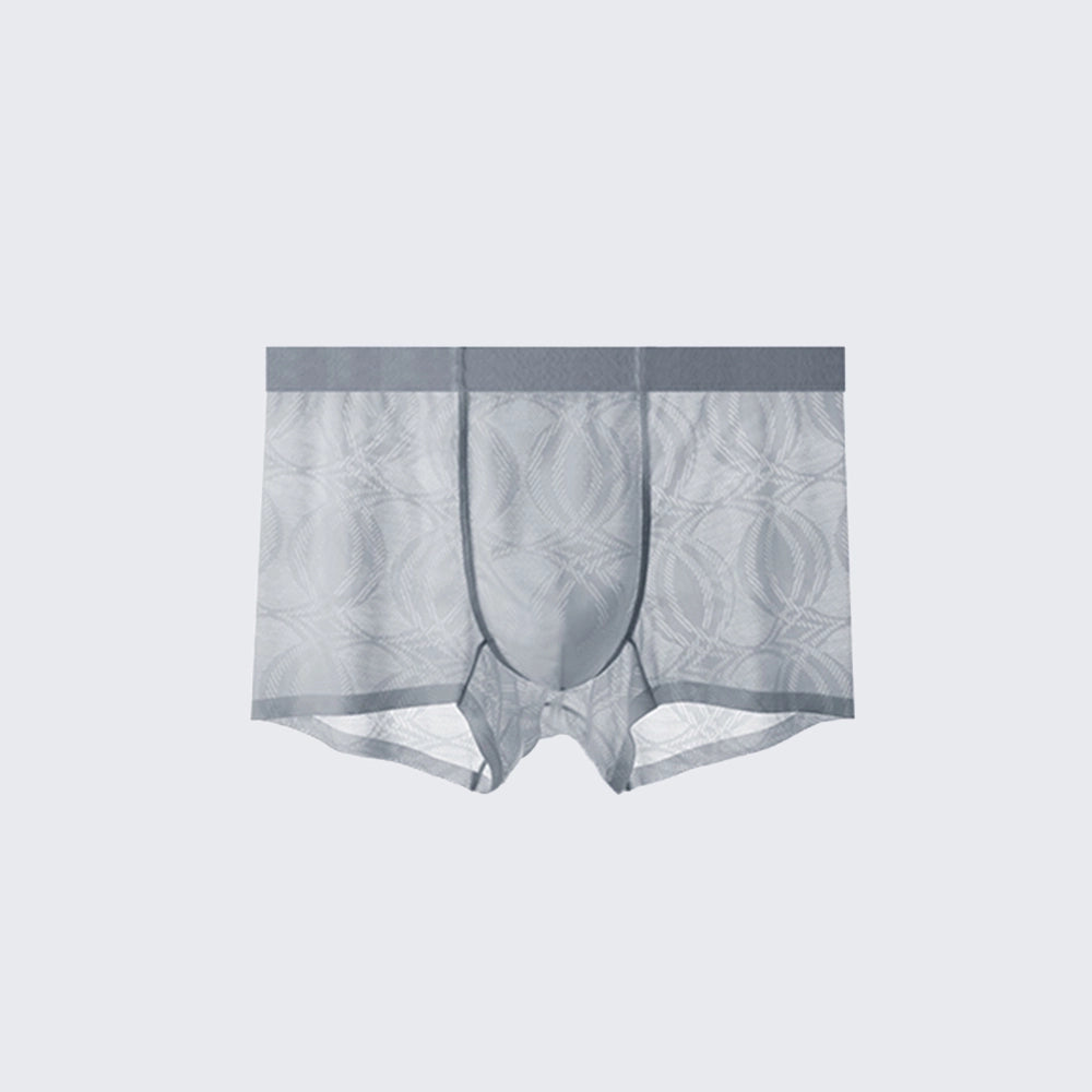 Men's Ice Silk Antibacterial Jacquard Breathable Quick-Dry Boxer Briefs Pack of 3