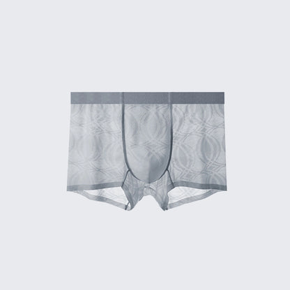 Men's Ice Silk Antibacterial Jacquard Breathable Quick-Dry Boxer Briefs Pack of 3