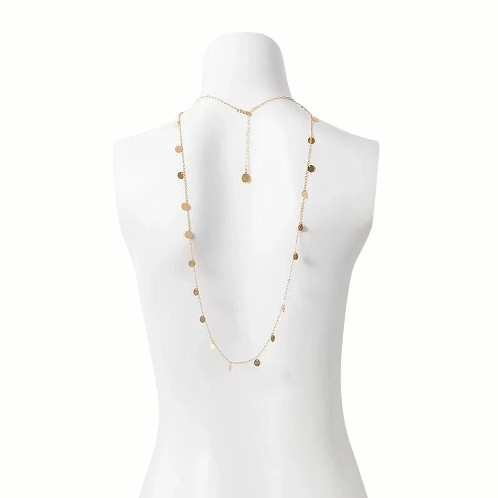 [2+ Items, 300 EGP Each] Fashion Tassel Sequins Bridal Halter Back Necklace Metal Body Chain
