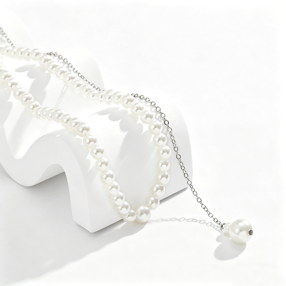 [2+ Items, 300 EGP Each] Bridal Versatile Faux Pearl Long Back Necklace