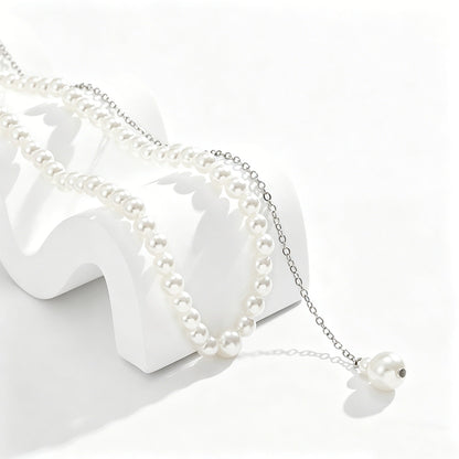 [2+ Items, 300 EGP Each] Bridal Versatile Faux Pearl Long Back Necklace