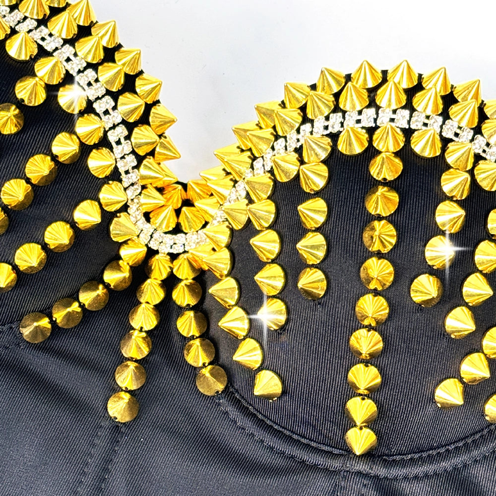 Studded Bustier Bra Top Punk Corset Crop Top