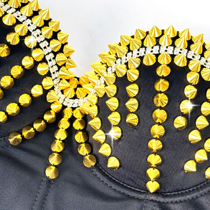 Studded Bustier Bra Top Punk Corset Crop Top